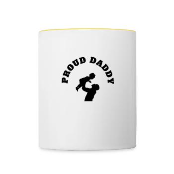 Fier Papa Fille Enfant Noir - Mug contrasté - blanc/jaune - Devant