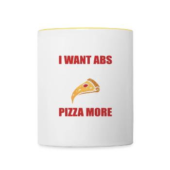I want Pizza Food Vlogger Gift - Contrasting Mug - white/yellow - Front