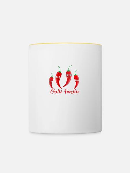chilli, chilli familie, scharf,gemüse - Tasse zweifarbig - Weiß/Gelb