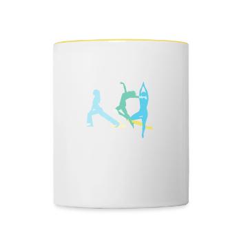 Tournoi, Yoga, Sports, Exercices, Danse, Gymnastique - Mug contrasté - blanc/jaune - Devant