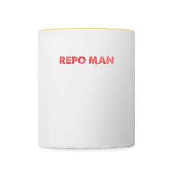 Delessed Quote Repo man parce que Badass Taker sous - Mug contrasté - blanc/jaune - Devant