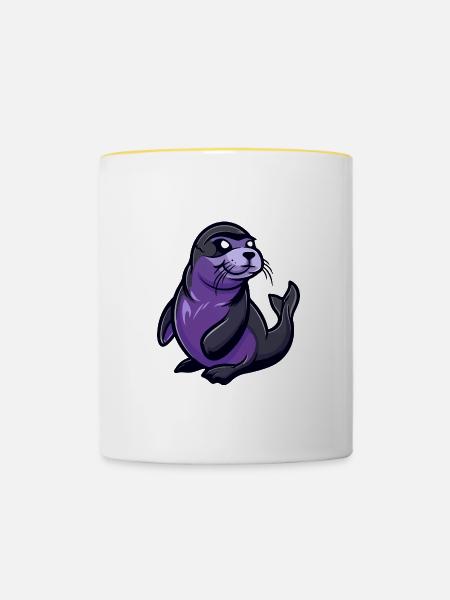 Robbe Tier Comic - Tasse zweifarbig - Weiß/Gelb