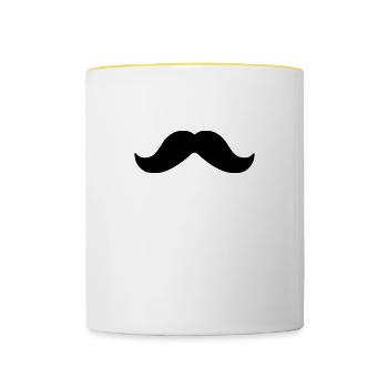 moustache,dessin,formes,humour,hipster,nerd,barbe - Mug contrasté - blanc/jaune - Devant
