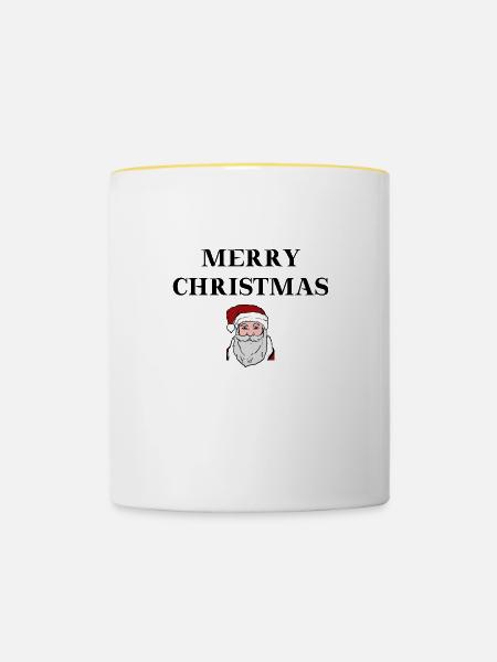 Weihnachtsmann Merry Christmas Geschenkidee - Tasse zweifarbig - Weiß/Gelb