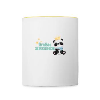 Großer Bruder Panda - Tasse zweifarbig - Weiß/Gelb - Vorne