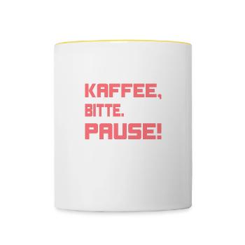 Kaffee, bitte. Pause! - Tasse zweifarbig - Weiß/Gelb - Vorne