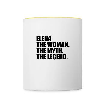Woman Myth Legend Name Elena - Contrasting Mug - white/yellow - Front