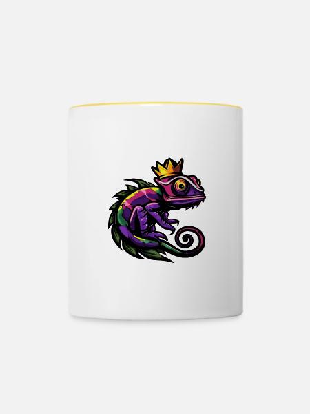 Chameleon Comic Krone - Tasse zweifarbig - Weiß/Gelb