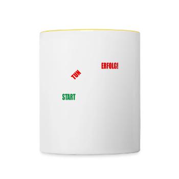 Treppe Erfolg durch Tun - Tasse zweifarbig - Weiß/Gelb - Vorne
