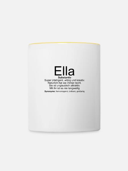 Name Definition Ella - Tasse zweifarbig - Weiß/Gelb
