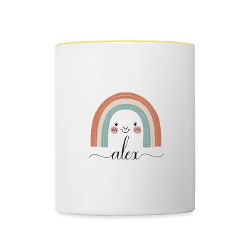 Alex! Rainbow, customizable - Contrasting Mug - white/yellow - Front