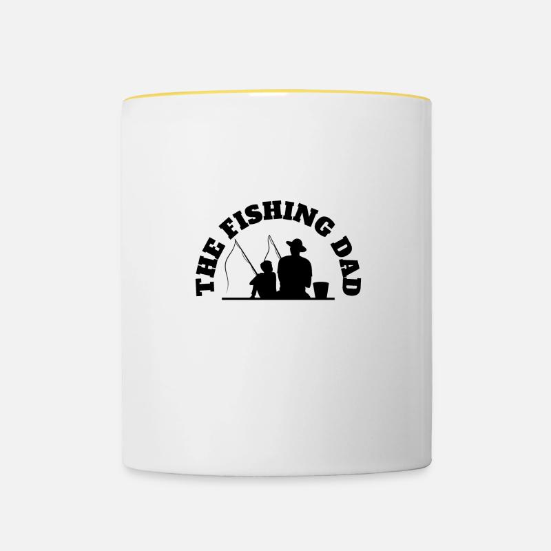 Le papa pêcheur avec son fils noir - Mug contrasté - blanc/jaune
