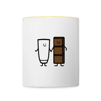 Lait et chocolat - Mug contrasté - blanc/jaune - Devant