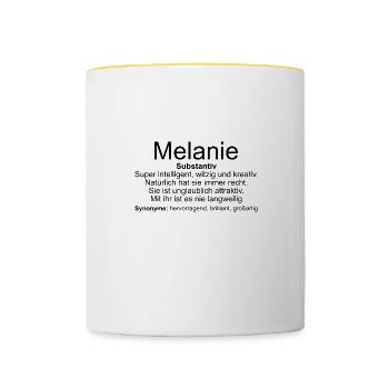 Name Definition Melanie - Contrasting Mug - white/yellow - Front