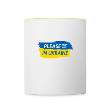 Ukraine pas de guerre - sauvez Ukraine - Mug contrasté - blanc/jaune - Devant
