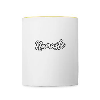 Namaste Blanc (Vieilli) - Mug contrasté - blanc/jaune - Devant