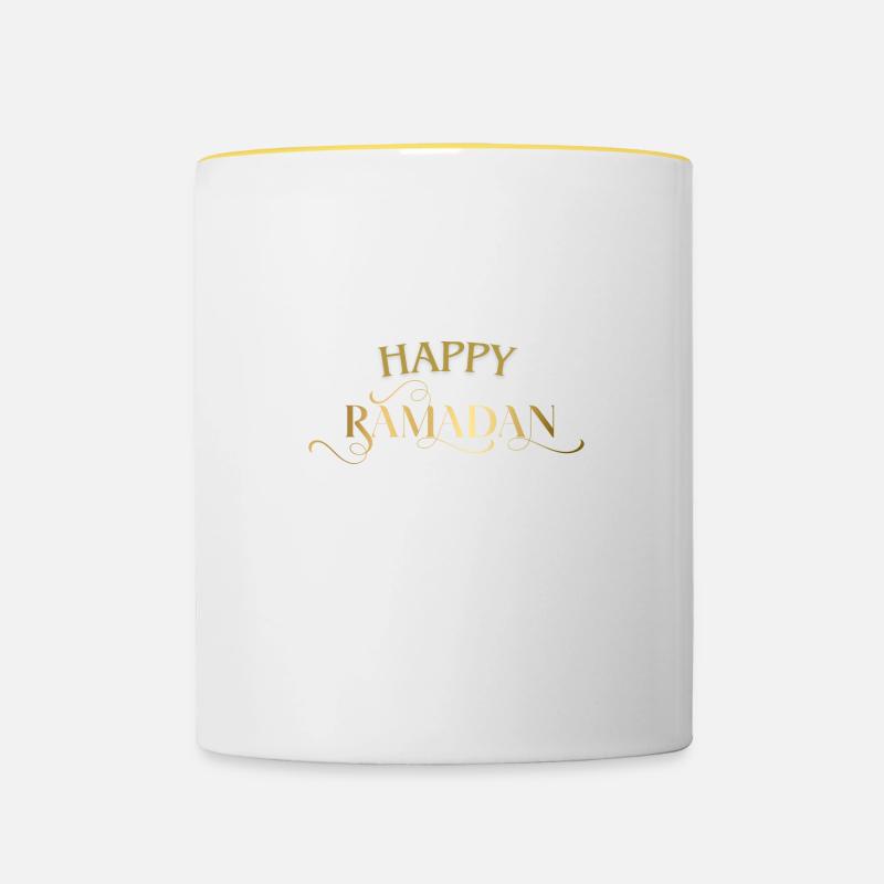 Joyeux Ramadan Doré - Mug contrasté - blanc/jaune