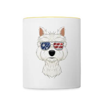 West Highland Terrier USA Lunettes de soleil I American - Mug contrasté - blanc/jaune - Devant