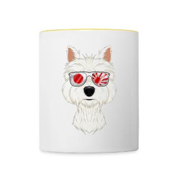 West Highland Terrier Japan Sunglasses I Japanese - Tasse zweifarbig - Weiß/Gelb - Vorne