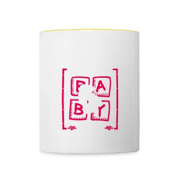 Pappy Thinks It's a Girl Gender Reveal Funny Baby - Contrasting Mug - white/yellow - Front