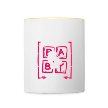 Sister Thinks It's a Girl Gender Reveal Funny - Contrasting Mug - white/yellow - Front