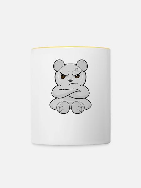 Nope Funny Lazy Polar Bear - Tasse zweifarbig - Weiß/Gelb