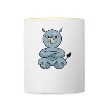 Nope Rhinocerus I Funny Lazy Rhino - Tasse zweifarbig - Weiß/Gelb - Vorne