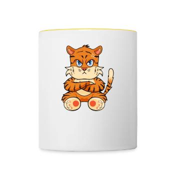 Non drôle de tigre paresseux - Mug contrasté - blanc/jaune - Devant