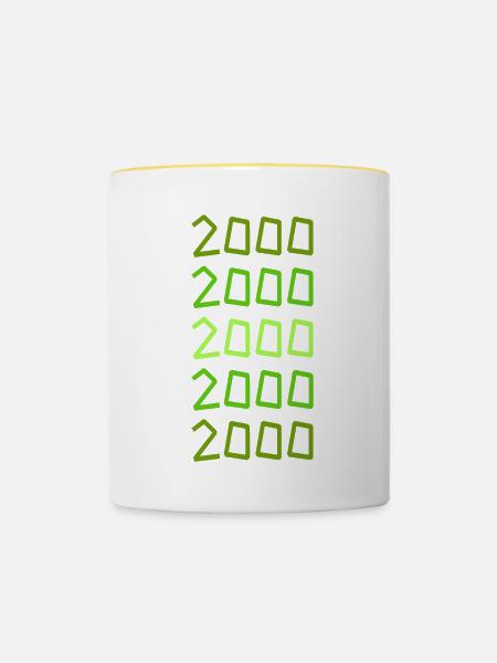 Jahr 2000 - Tasse zweifarbig - Weiß/Gelb