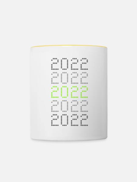Witzig 2022 - Tasse zweifarbig - Weiß/Gelb
