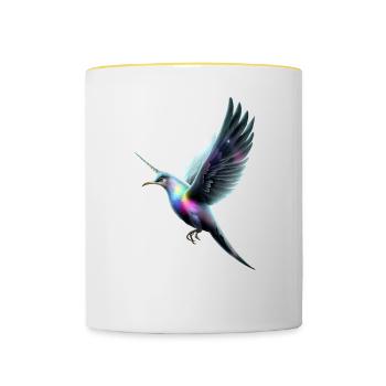 Oiseau licorne - Mug contrasté - blanc/jaune - Devant