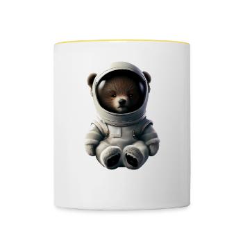 Ours en combinaison d’astronaute - Mug contrasté - blanc/jaune - Devant