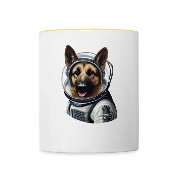 Schäferhund Astronaut - Tasse zweifarbig - Weiß/Gelb - Vorne