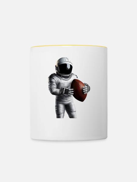 Touchdown im Weltall - Tasse zweifarbig - Weiß/Gelb