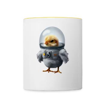 Astronautenhuhn Astronaut Huhn - Tasse zweifarbig - Weiß/Gelb - Vorne