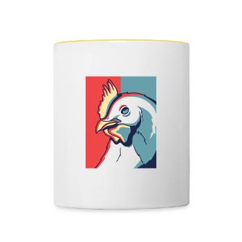 Libertarian Raise Chickens Not Taxes Ranch - Contrasting Mug - white/yellow - Front