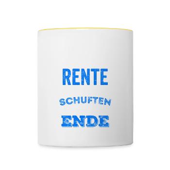 Rente Das Schuften hat ein Ende Rentner Pension - Tasse zweifarbig - Weiß/Gelb - Vorne