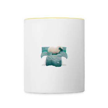 Offizielles Schlafshirt Schaf Schlafanzug - Tasse zweifarbig - Weiß/Gelb - Vorne