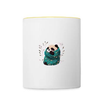 Lieblings Schlafshirt Panda Pandabär Nachtshirt - Tasse zweifarbig - Weiß/Gelb - Vorne