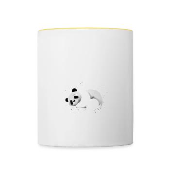 Positiv Müde Panda Pandabären Fun Nachthemd Pajama - Tasse zweifarbig - Weiß/Gelb - Vorne