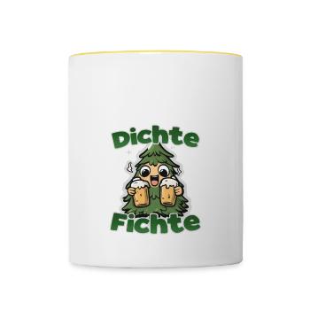 Dichte Fichte Herren Lustiges Bier Alkohol Saufen - Tasse zweifarbig - Weiß/Gelb - Vorne