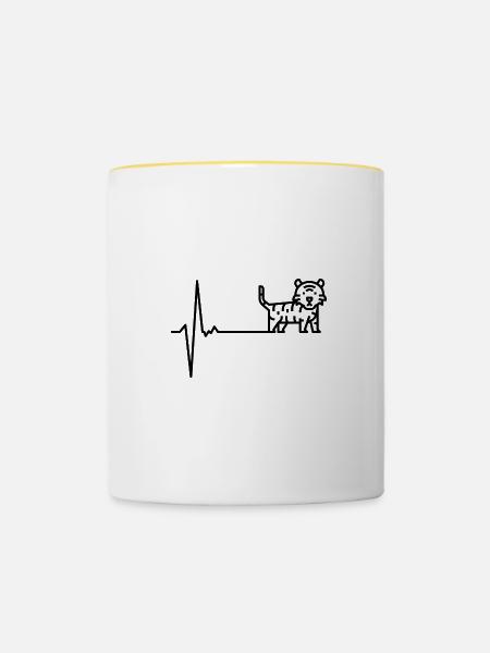 Warten auf Design-Upload - Tasse zweifarbig - Weiß/Gelb