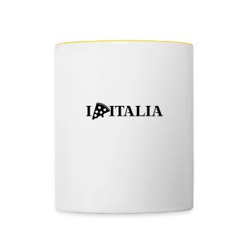 Italien Pizza I LOVE ITALIA Geschenkidee - Tasse zweifarbig - Weiß/Gelb - Vorne