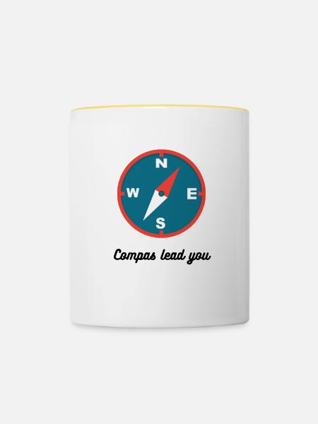 Compass lead you - Tasse zweifarbig - Weiß/Gelb