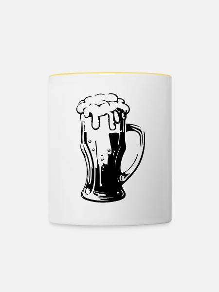 Bierglas Symbol - Tasse zweifarbig - Weiß/Gelb