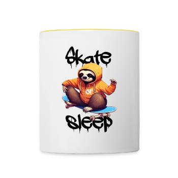 Patiner ou dormir - Mug contrasté - blanc/jaune - Devant