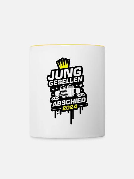 Junggesellen Abschied 2024 - Tasse zweifarbig - Weiß/Gelb