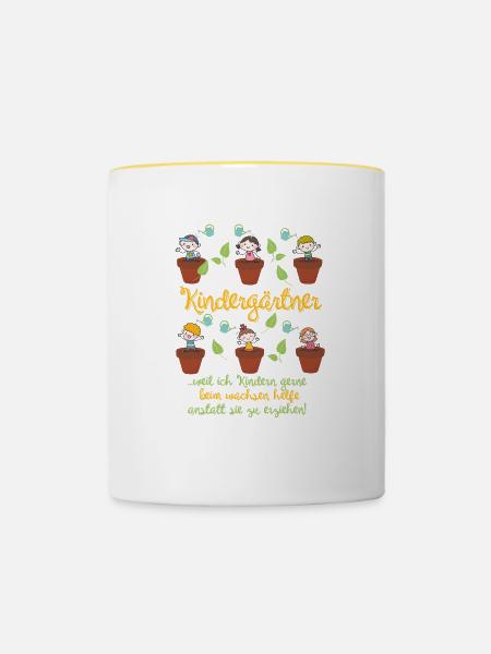 Kindergärtner - Tasse zweifarbig - Weiß/Gelb