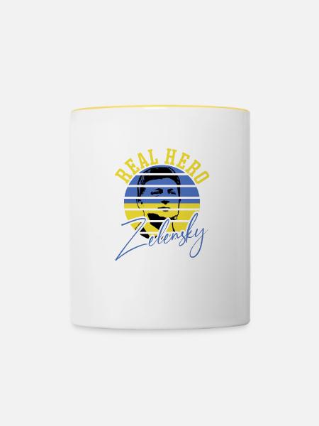 Real Hero Zelensky - Tasse zweifarbig - Weiß/Gelb