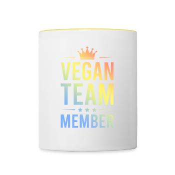 Vegan Team Bunt - Tasse zweifarbig - Weiß/Gelb - Vorne